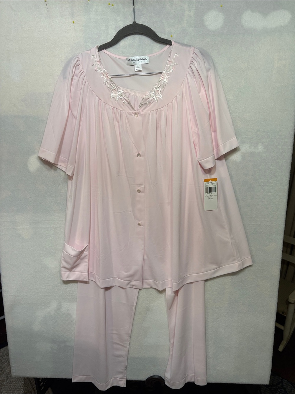 Miss Elaine cozy grannycore vintage pink Nylon tricot pajama set NWT Size small